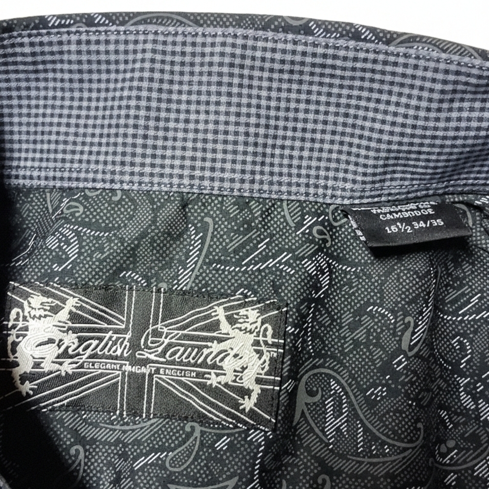English Laundry Charcoal Patterned Button Down Shirt - Picture 3 of 3